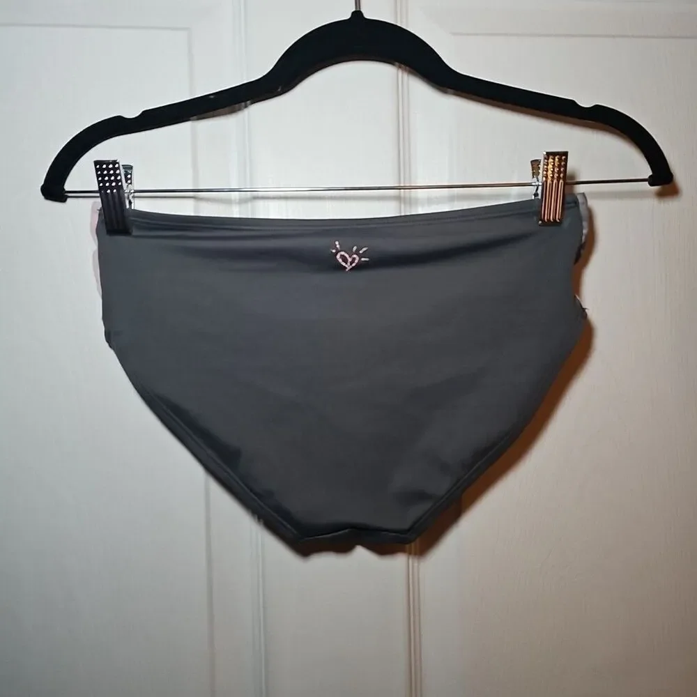 Justice Girls Pink Gray 2 Piece Bathing Suit Tankini 14